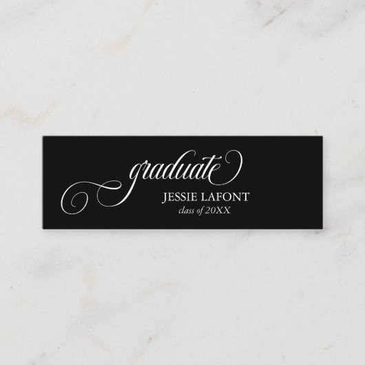 Elegant Script Afstuderen Mini Naam Kaart Mini Visitekaartje (Voorkant)