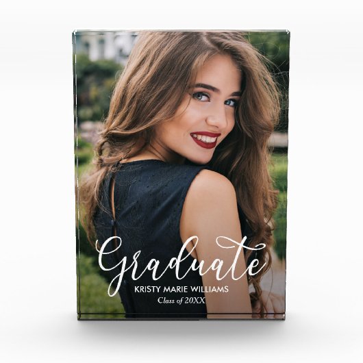 Elegant Script Afstuderen Modern Fotoblokken (Voorkant)