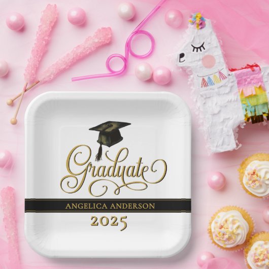 Elegant script Afstuderen papier Bord (Feest)