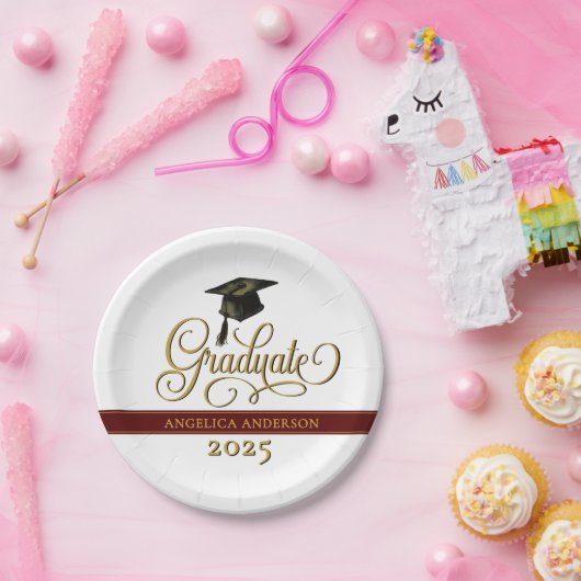 Elegant script Afstuderen papier Bord (Feest)