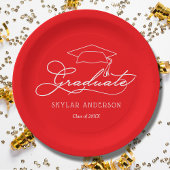 Elegant Script Afstuderen Pet Bord rood Afstuderen