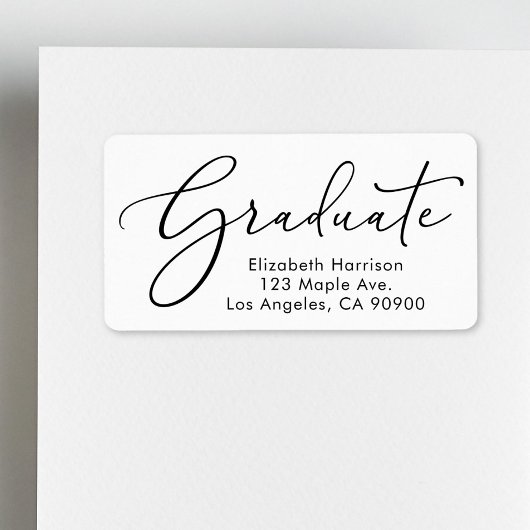 Elegant Script Afstuderen Retouradres Etiket