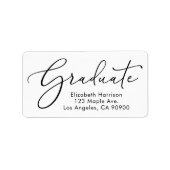 Elegant Script Afstuderen Retouradres Etiket (Voorkant)