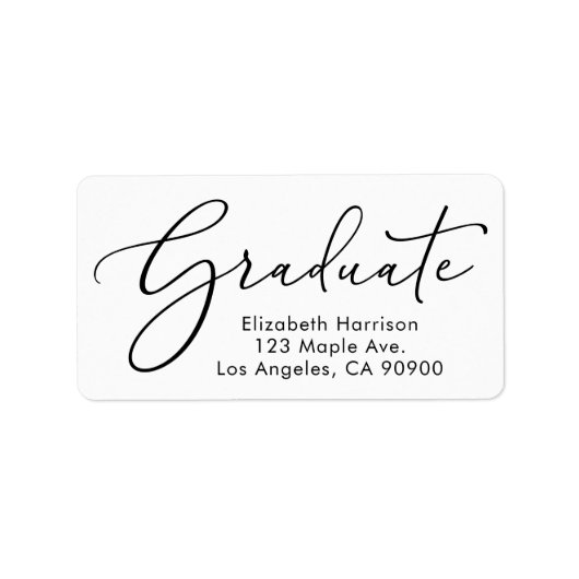 Elegant Script Afstuderen Retouradres Etiket (Voorkant)