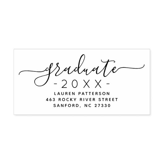 Elegant Script Afstuderen Return Address Stamp Zelfinktende Stempel (Design)