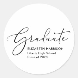 Elegant Script Afstuderen Ronde Sticker
