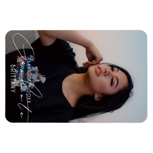 Elegant Script Afstuderen Save the Date Foto Magneet (Horizontaal)