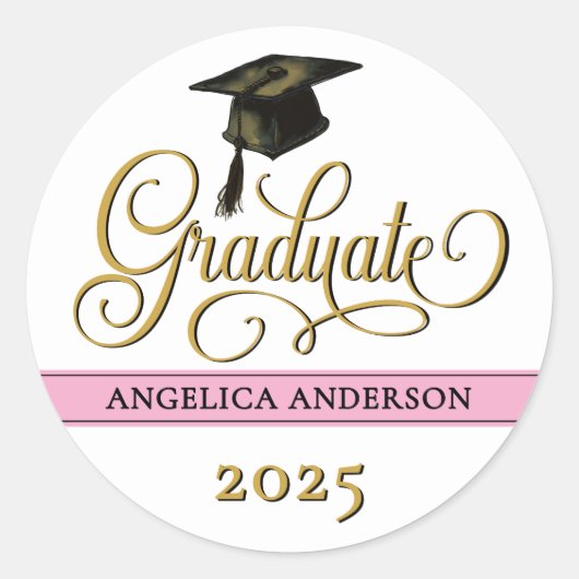 Elegant Script Afstuderen Sticker (Voorkant)