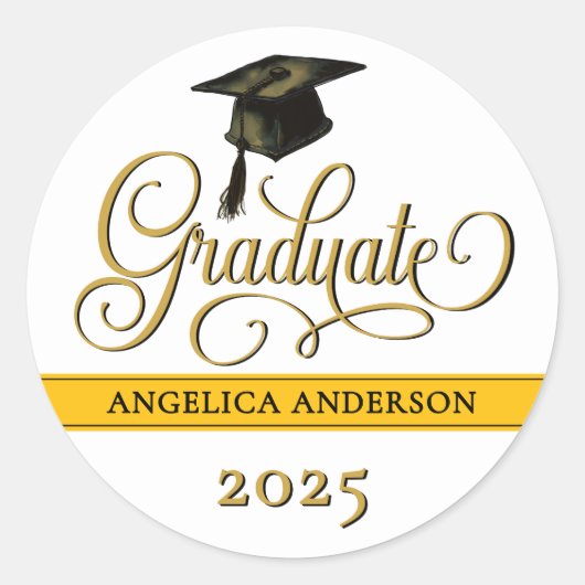 Elegant Script Afstuderen Sticker (Voorkant)