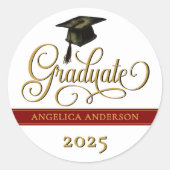 Elegant Script Afstuderen Sticker (Voorkant)