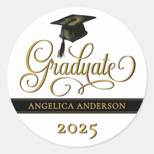 Elegant Script Afstuderen Sticker (Voorkant)