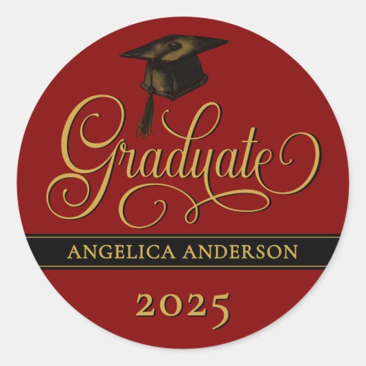 Elegant Script Afstuderen Sticker (Voorkant)