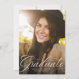 Elegant script afstuderen verticaal afstuderen aankondiging