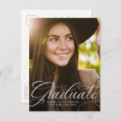 Elegant script afstuderen verticaal afstuderen uitnodiging briefkaart (Voorkant / Achterkant)