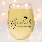 Elegant Script Afstuderen Wijnglas Zonder Voet