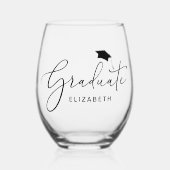 Elegant Script Afstuderen Wijnglas Zonder Voet (Voorkant)