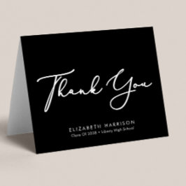 Elegant Script Afstuderen Zwart Bedankkaart