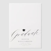 Elegant script afstuderen zwart-wit afstuderen vellum uitnodigingen (Voorkant)