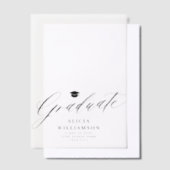 Elegant script afstuderen zwart-wit afstuderen vellum uitnodigingen (Offset)