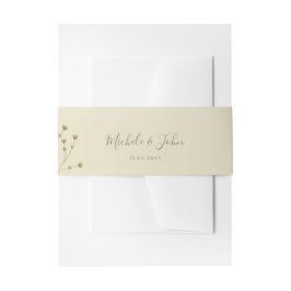 Elegant Script Airy Beige Waterverf Wilde bloemen Uitnodigingen Wikkel