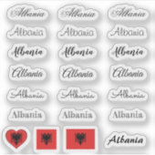 Elegant script Albanië & Albanees Vlag /name Set Sticker (Voorkant)