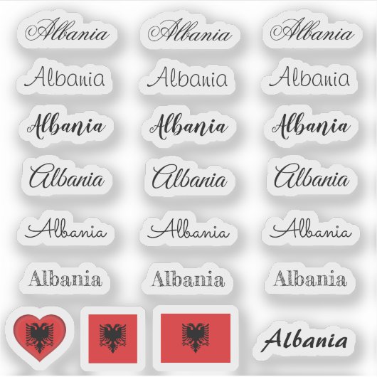 Elegant script Albanië & Albanees Vlag /name Set Sticker (Voorkant)