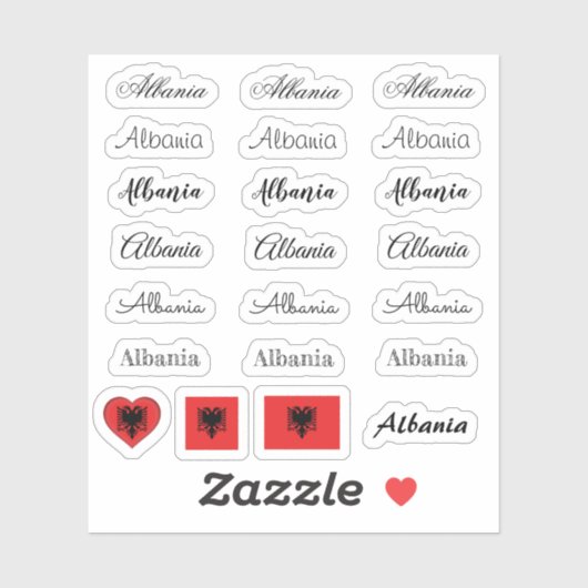 Elegant script Albanië & Albanees Vlag /name Set Sticker (Vel)