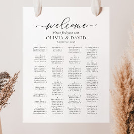 Elegant Script Alfabetisch Welkom Zittingschema Poster