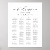 Elegant Script Alfabetisch Welkom Zittingschema Poster (Voorkant)