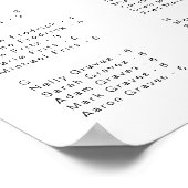 Elegant Script Alfabetische bruiloft zitgrafiek Poster (Hoek)