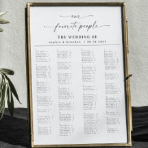 Elegant Script Alfabetische bruiloft zitgrafiek