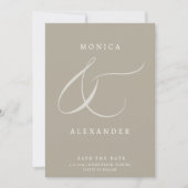 Elegant Script Ampersand Photo Wedding Save The Date (Voorkant)
