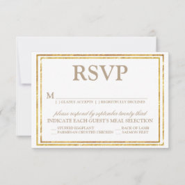 Elegant Script and Gold Border Wedding RSVP Kaartje