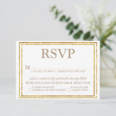 Elegant Script and Gold Border Wedding RSVP Kaartje (Staand voorkant)
