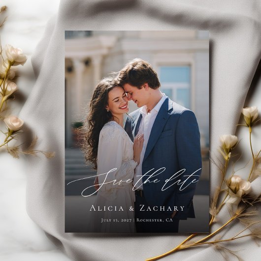 Elegant script and modern photo  save the date