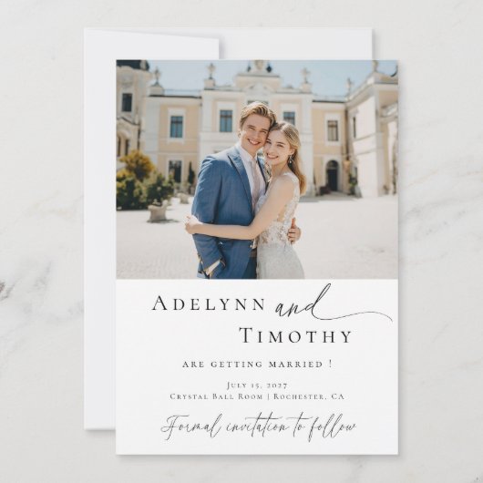 Elegant script and modern photo save the date (Achterkant)