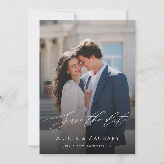 Elegant script and modern photo save the date (Voorkant)