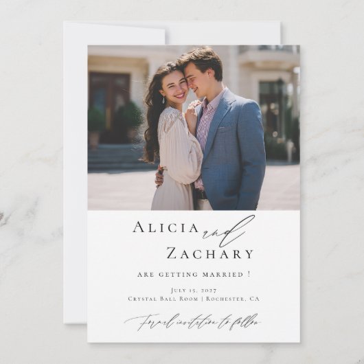 Elegant script and modern photo save the date (Achterkant)