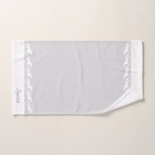 Elegant Script and Stylish Horses on Silver Gray Bad Handdoek (Handdoek)