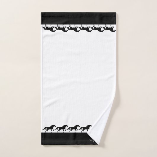 Elegant Script and Stylish Horses on White Bad Handdoek (Handdoek)