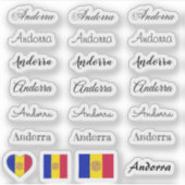 Elegant script Andorra & Andorrese Vlag /name Set Sticker (Voorkant)