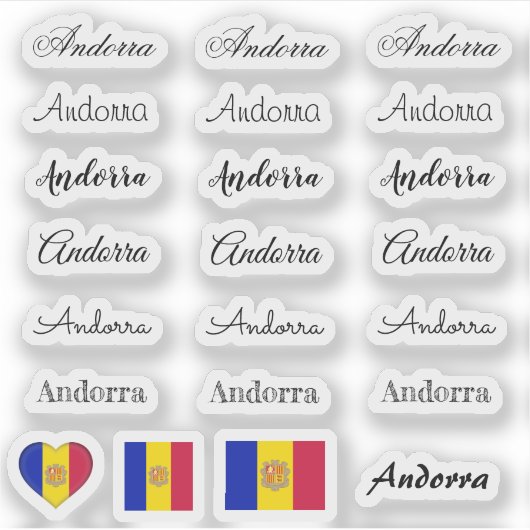 Elegant script Andorra & Andorrese Vlag /name Set Sticker (Voorkant)
