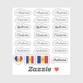 Elegant script Andorra & Andorrese Vlag /name Set Sticker (Vel)