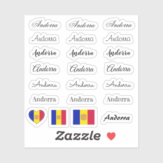 Elegant script Andorra & Andorrese Vlag /name Set Sticker (Vel)