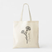 Elegant Script Anjer Januari Geboorte Bloem Naam Tote Bag (Achterkant)