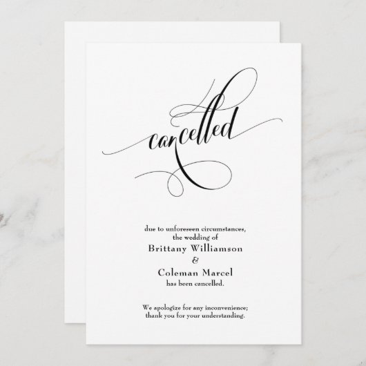 Elegant Script annuleert aankondiging bruiloft (Voorkant / Achterkant)