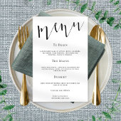 Elegant Script Any Color Wedding Menu Poster