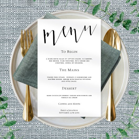 Elegant Script Any Color Wedding Menu Poster