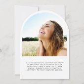 Elegant Script Arch Photo Afstuderen Aankondiging (Achterkant)