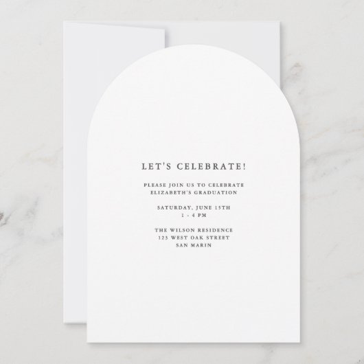 Elegant Script Arch Photo Afstuderen Aankondiging (Achterkant)